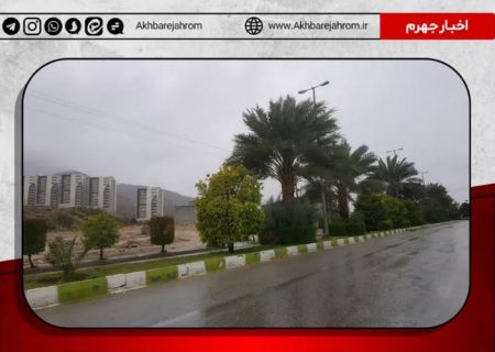 میزان بارندگی در جهرم تا ساعت ۱۲:۳۰ مورخ یکشنبه ۲۶ دی‌ماه ۱۴۰۰