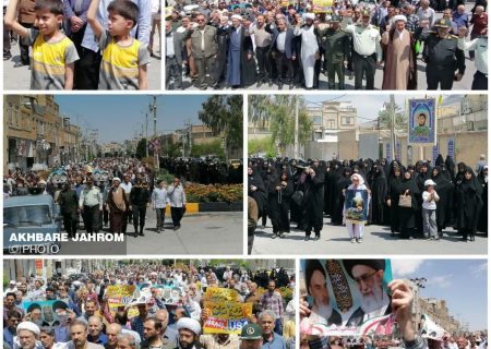 راهپیمایی مردم جهرم در حمایت از عملیات وعده صادق