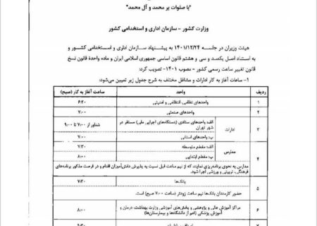 بازگشت ساعت کاری ادارات به روال عادی