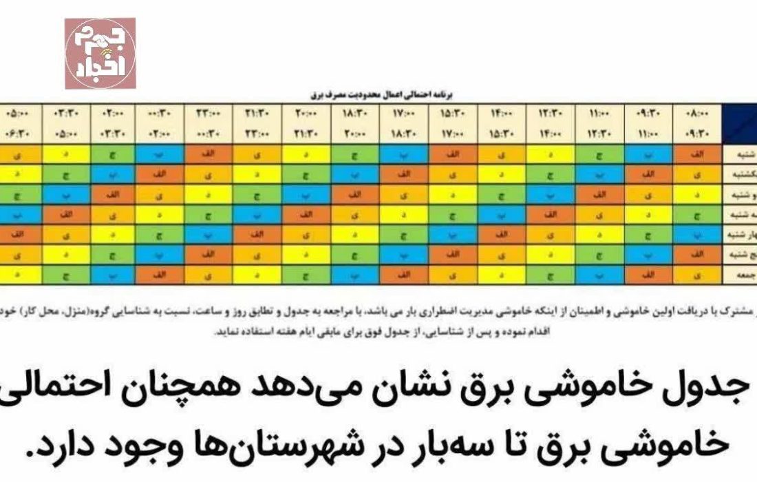 اعلام جدول خاموشی برق در تابستان