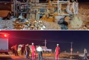 یک مصدوم براثر واژگونی تریلر تانکر حامل سوخت در جاده جهرم _ شیراز