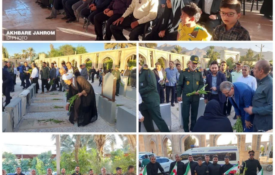 گزارش تصویری؛ گلباران قبور مطهر شهدا به مناسبت هفته دفاع مقدس در جهرم