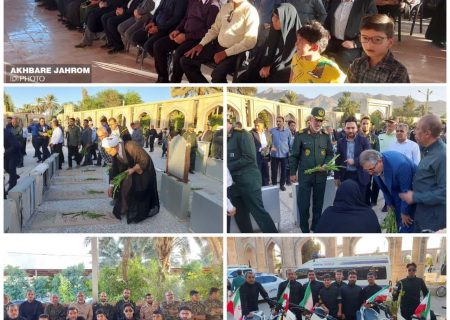 گزارش تصویری؛ گلباران قبور مطهر شهدا به مناسبت هفته دفاع مقدس در جهرم