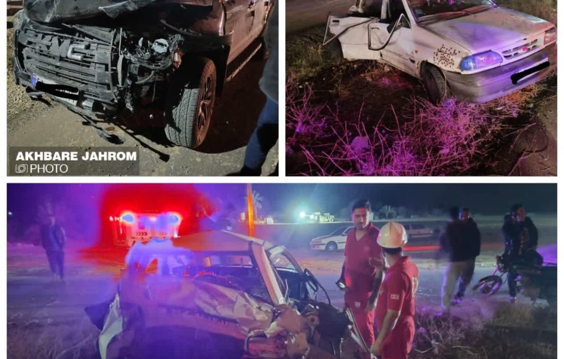 ۷ مصدوم بر اثر تصادف کی‌ام‌سی و پراید در جاده جهرم – شیراز