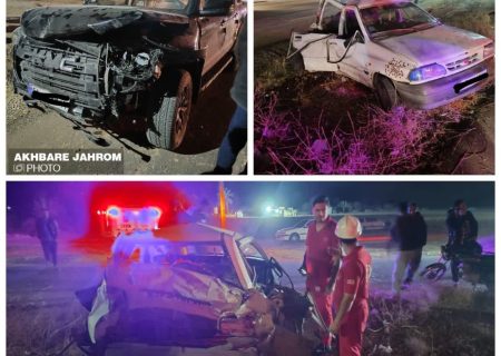 ۷ مصدوم بر اثر تصادف کی‌ام‌سی و پراید در جاده جهرم – شیراز