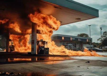 مهار آتش‌سوزی در پمپ بنزین بلوار نخلستان با هفت مصدوم