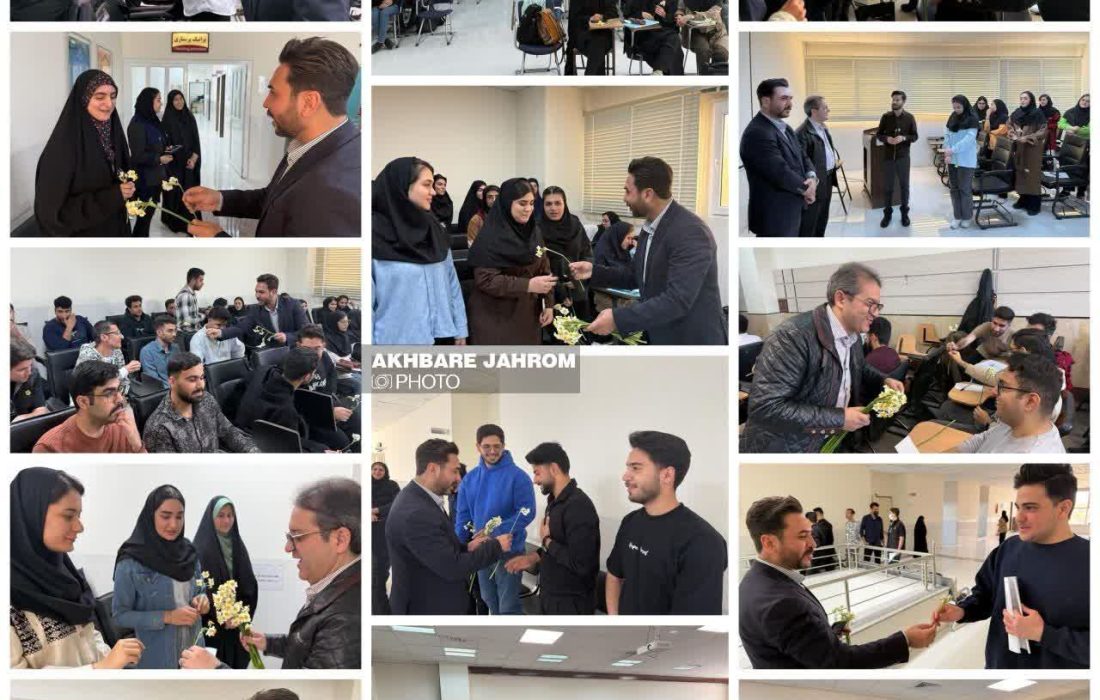 گرامیداشت روز دانشجو در جهرم با اهدای گل توسط سرپرست فرمانداری جهرم به دانشجویان